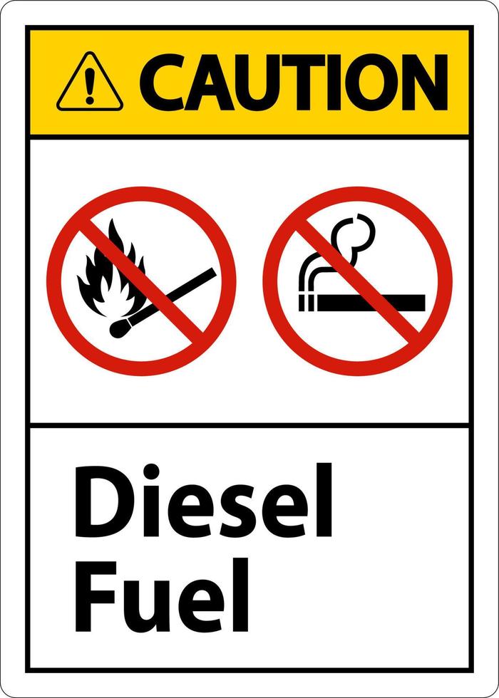 attenzione cartello diesel carburante su bianca sfondo vettore