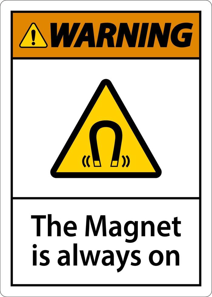 avvertimento magnete è sempre cartello su bianca sfondo vettore