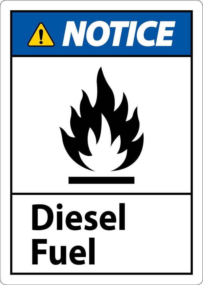 Avviso diesel carburante cartello su bianca sfondo vettore