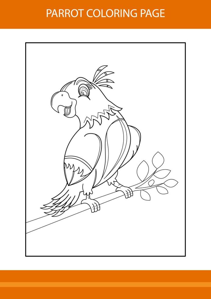 carino pappagallo colorazione libro. linea arte design per bambini stampabile colorazione pagina. vettore
