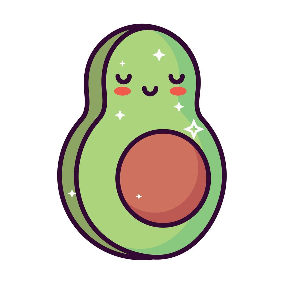 kawaii fetta avocado vettore