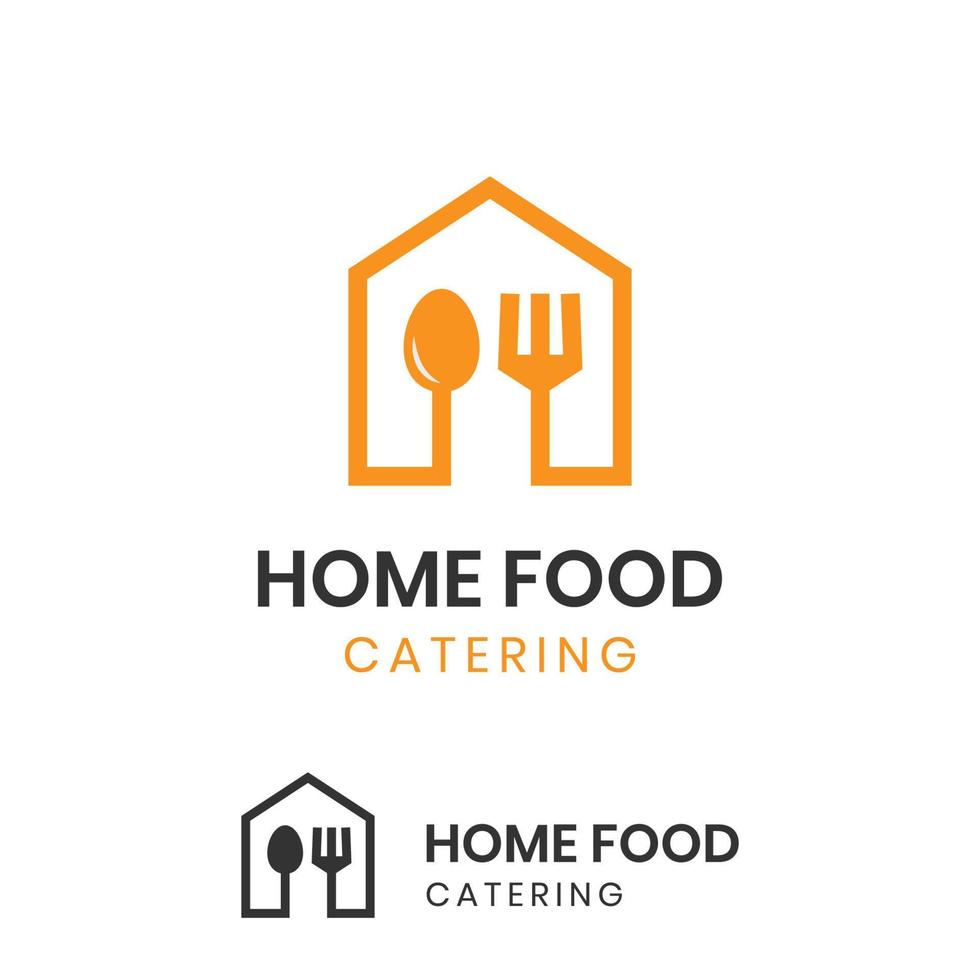 casa Casa cibo icona con cucchiaio e forchetta logo, vasellame logo, veloce cibo ristorante logo, ristorazione icona design vettore