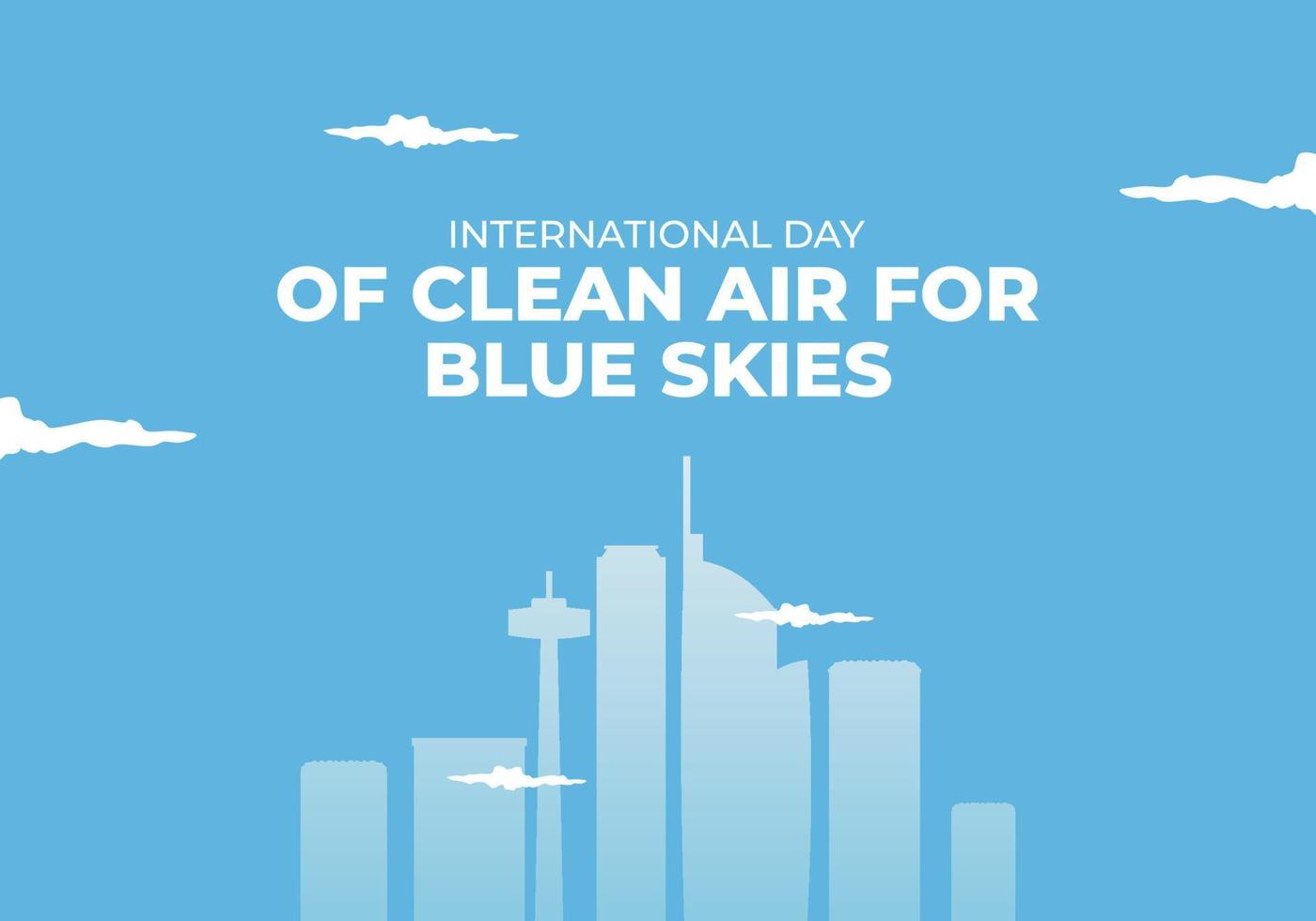 internazionale giorno di pulito aria per blu cieli con città punto di riferimento vettore