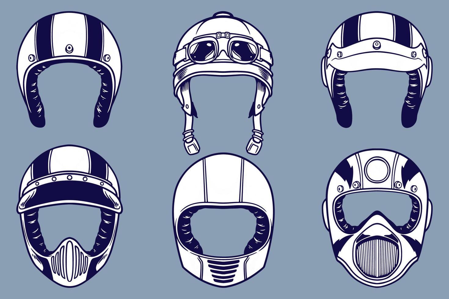vario casco vettore illustrazione impostato monocromatico stile