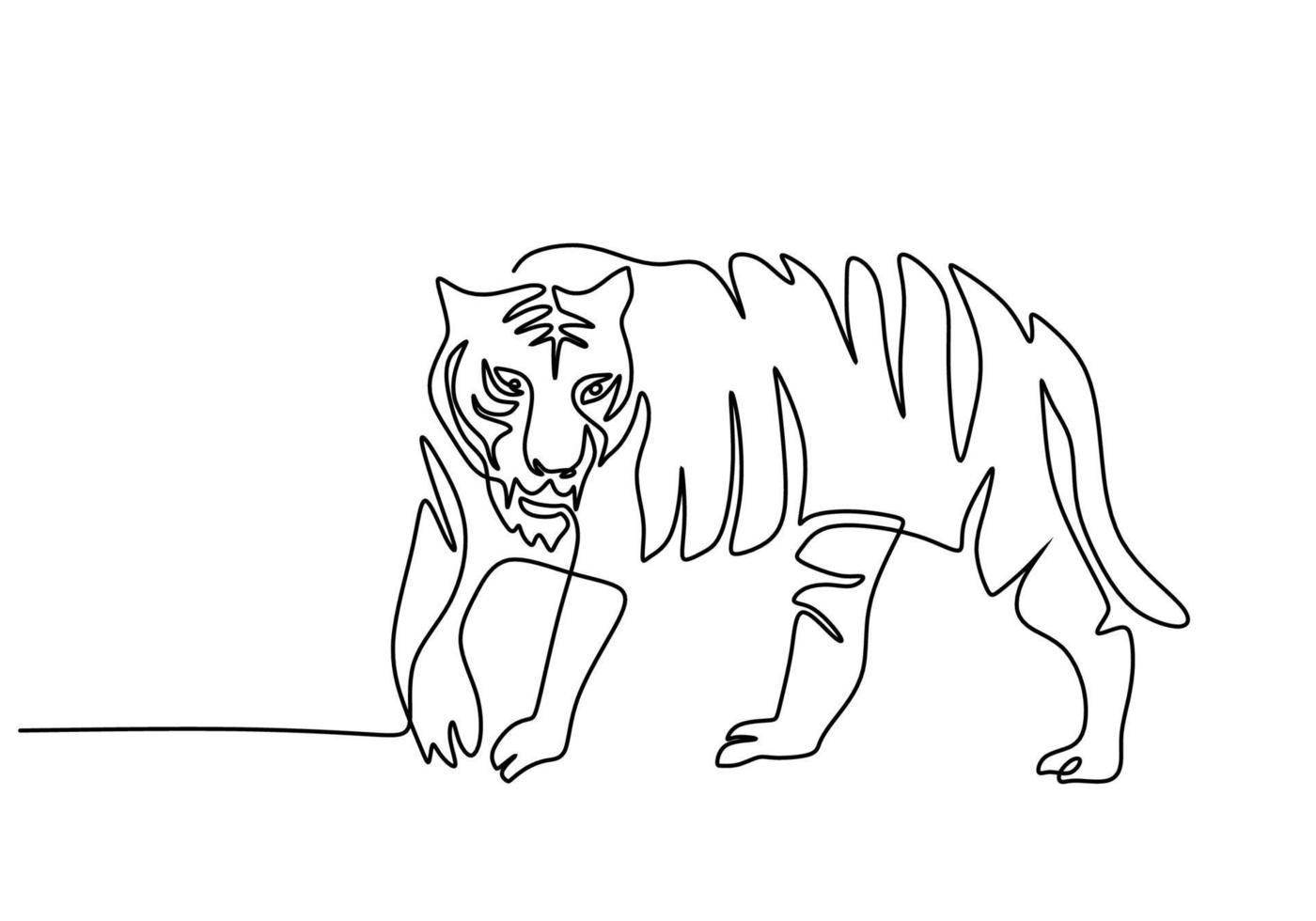 uno continuo singolo linea di internazionale tigre giorno con freddo tigre vettore