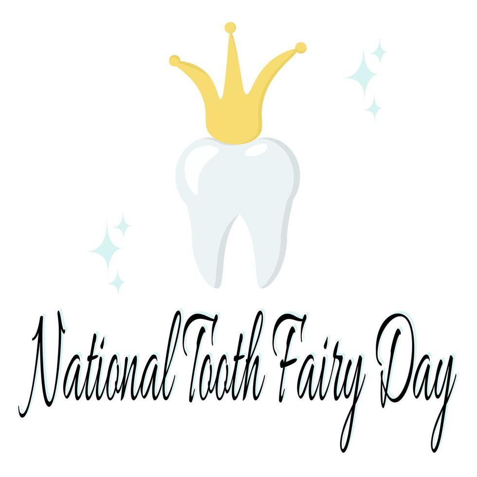 nazionale dente Fata giorno, cartone animato dente nel Magia corona vettore