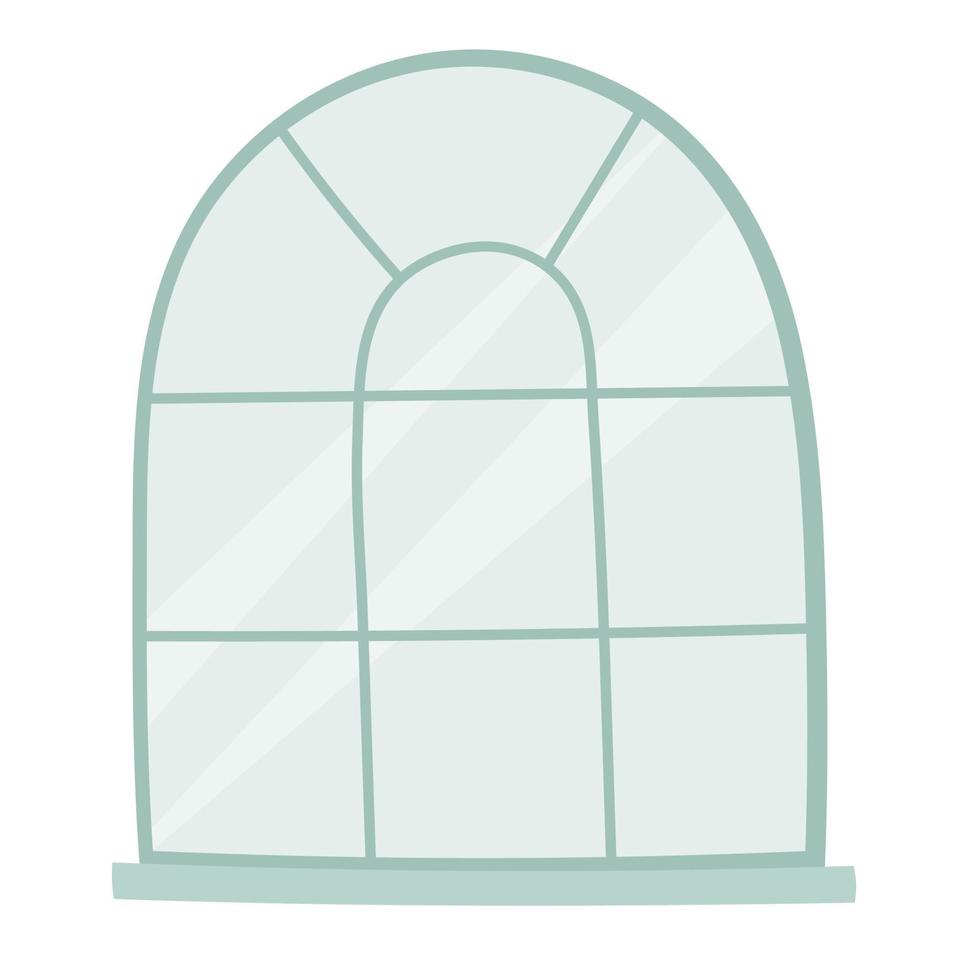 mano disegnato finestra con blu telaio. interno e esterno elemento. isolato vettore illustrazione