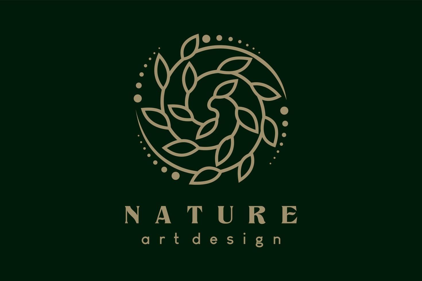 logo design per bellezza, terme, yoga, cosmetico prodotti. foglia o pianta icona con creativo linea arte concetto nel cerchio. moderno vettore illustrazione