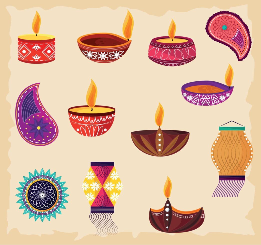 Diwali lampade decorazione vettore