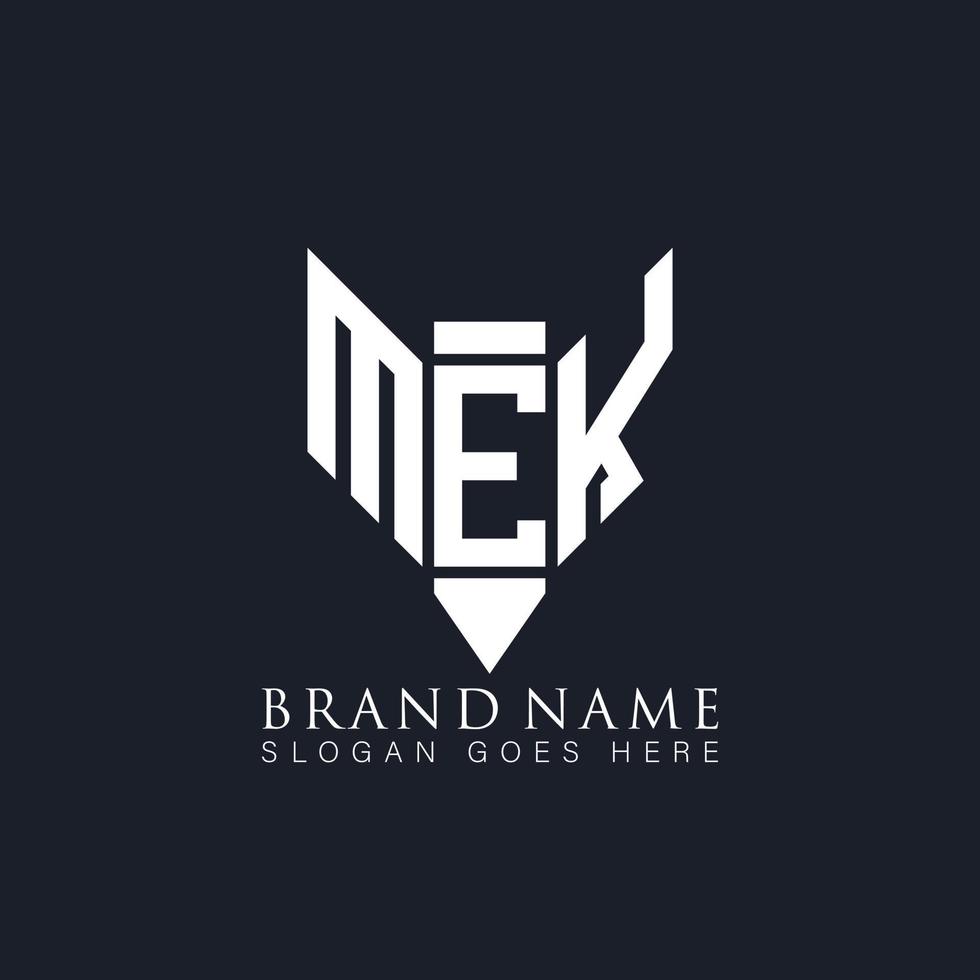 mek lettera logo design su nero sfondo. mek creativo monogramma matita iniziali lettera logo concetto. mek unico moderno piatto astratto vettore logo design.