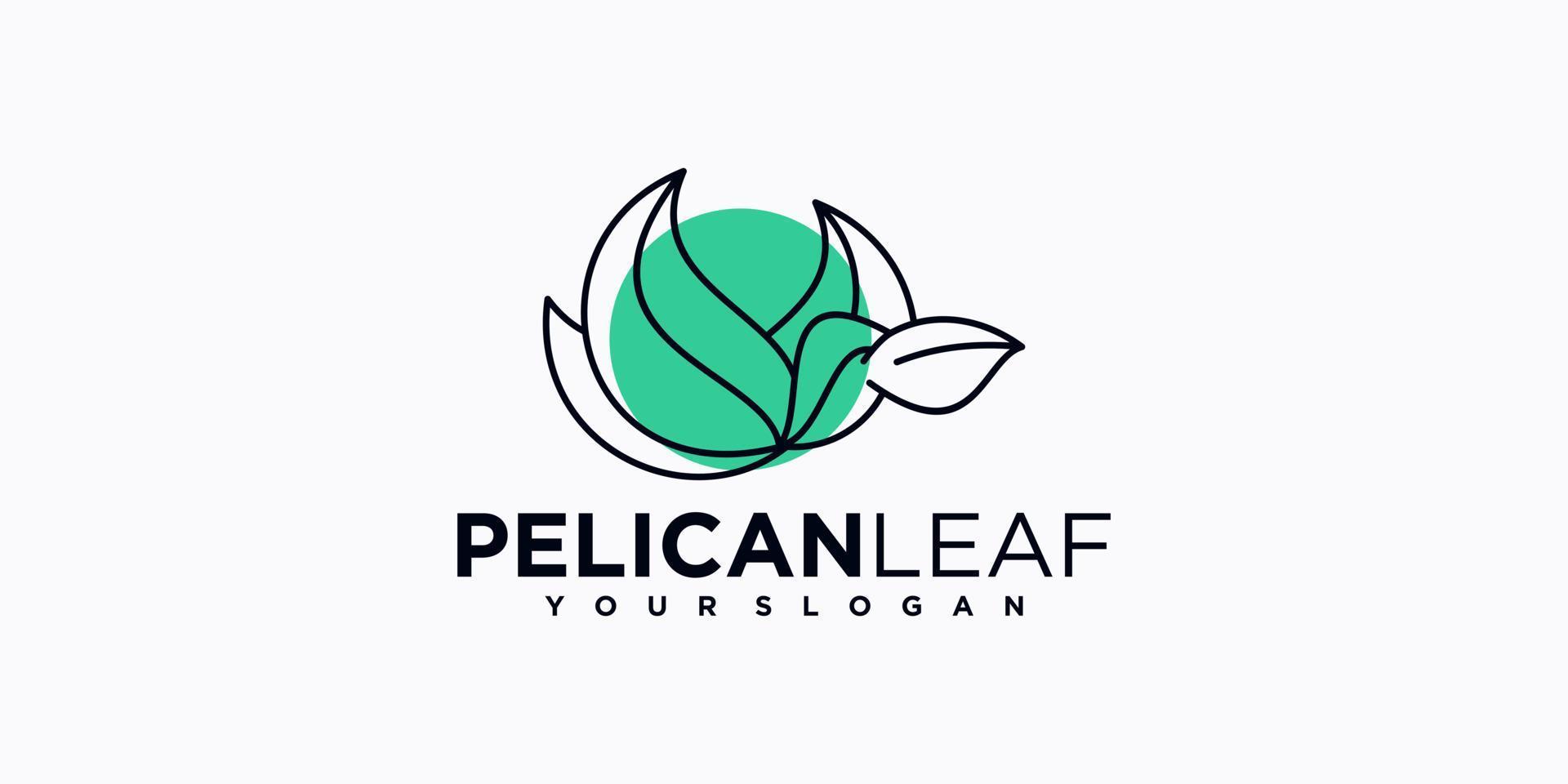 pellicano logo riferimento con foglia concetto, per attività commerciale vettore