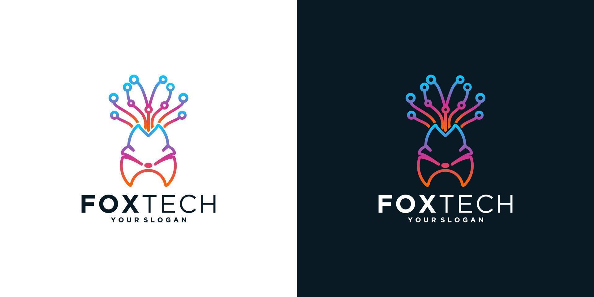 ispirazione logo fox tech vettore