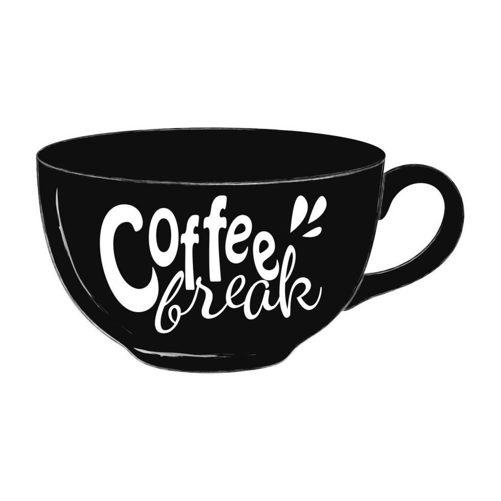 design con lettering caffè rompere su un' tazza sagomato sfondo. vettore illustrazione.