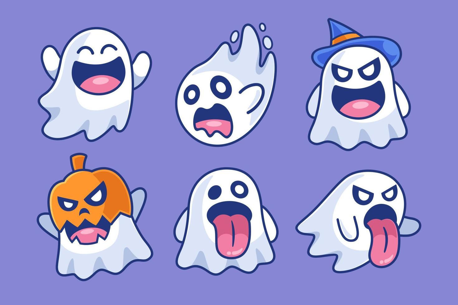 fantasma Halloween cartone animato personaggio impostato vettore