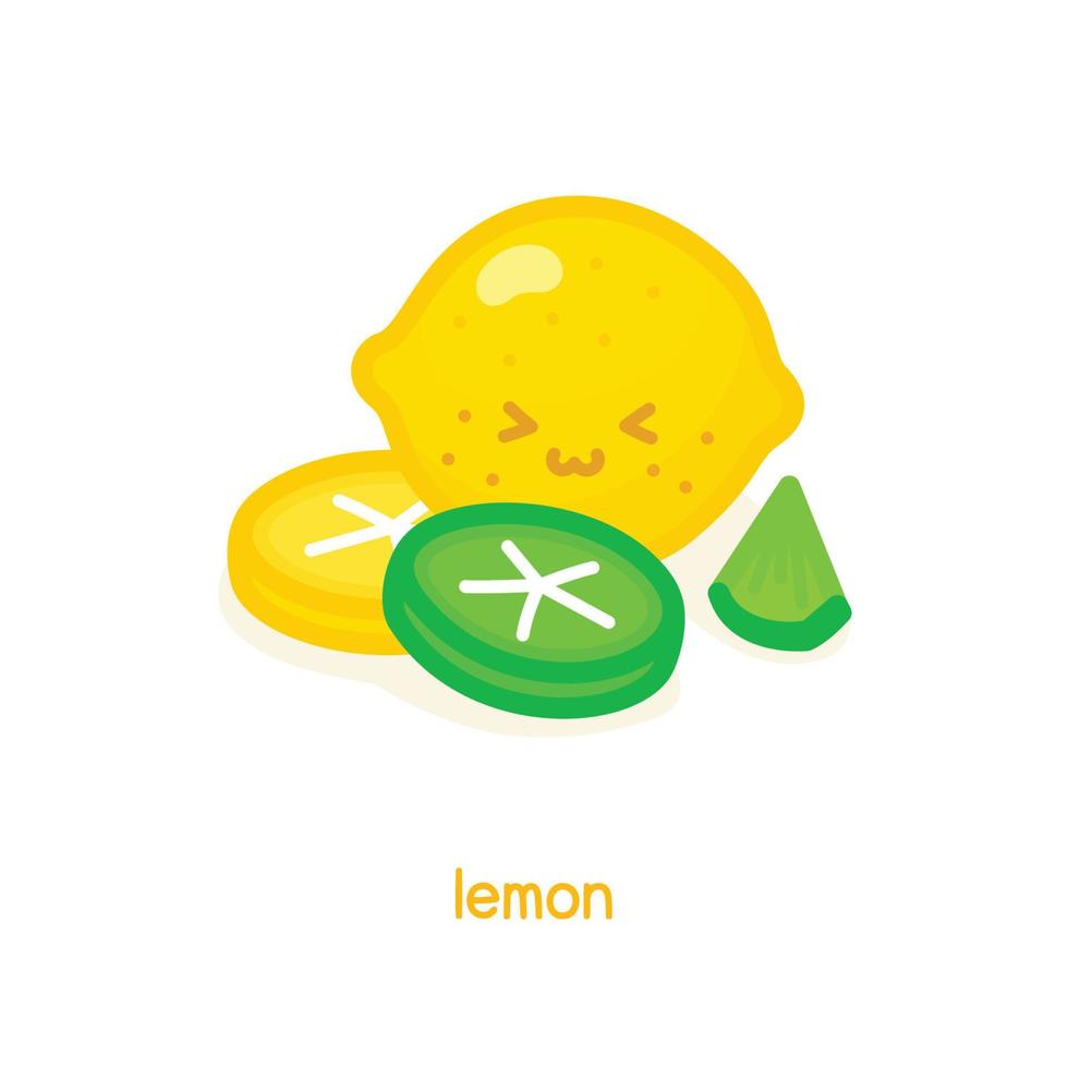 Limone e lime kawaii scarabocchio piatto cartone animato vettore illustrazione