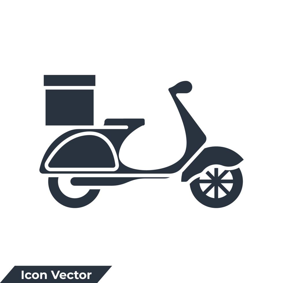 spedizione veloce consegna icona logo vettore illustrazione. esprimere consegna scooter bicicletta scatola simbolo modello per grafico e ragnatela design collezione