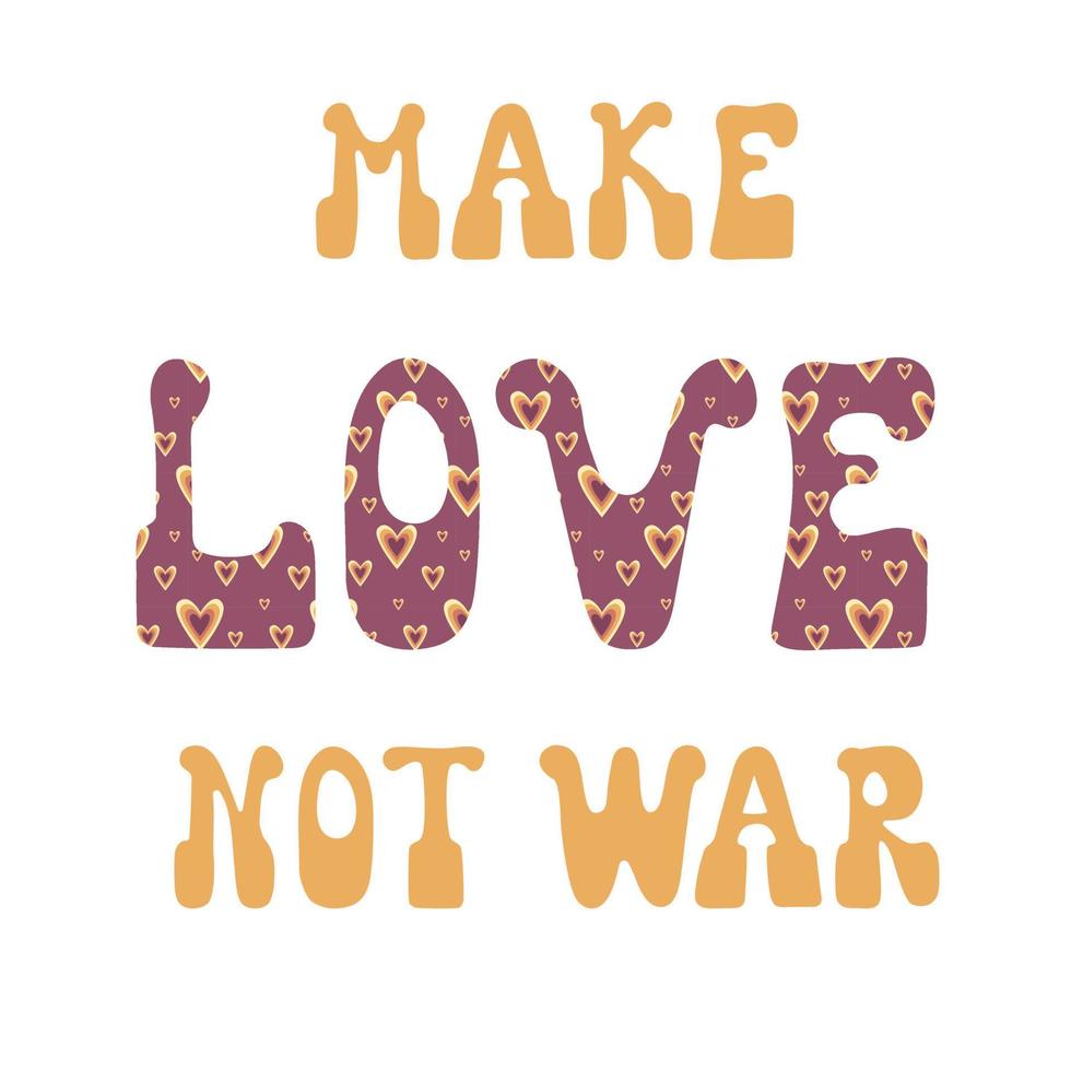 colorato illustrazione rendere amore non guerra nel retrò hippie stile di anni '70. carino grafico Stampa per maglietta, manifesti, carta design. vettore
