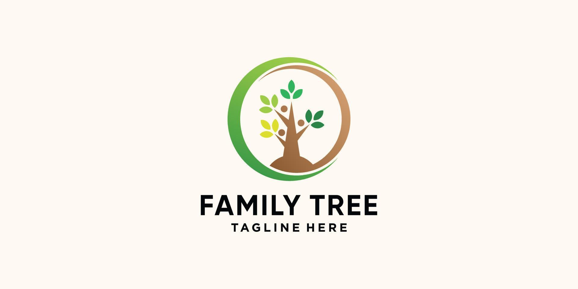 famiglia albero logo design modello con moderno stile concetto premio vettore