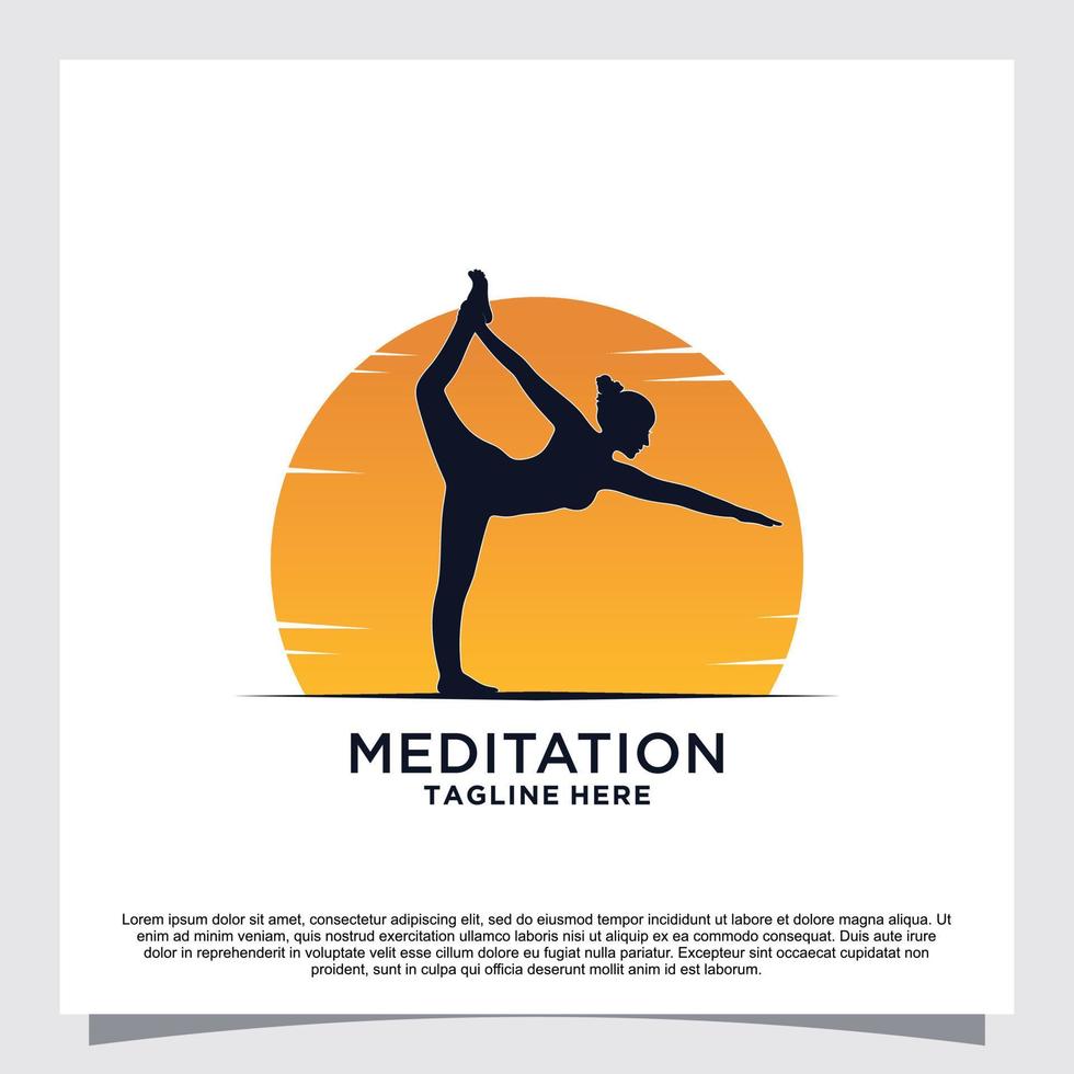 meditazione yoga logo design concetto premio vettore