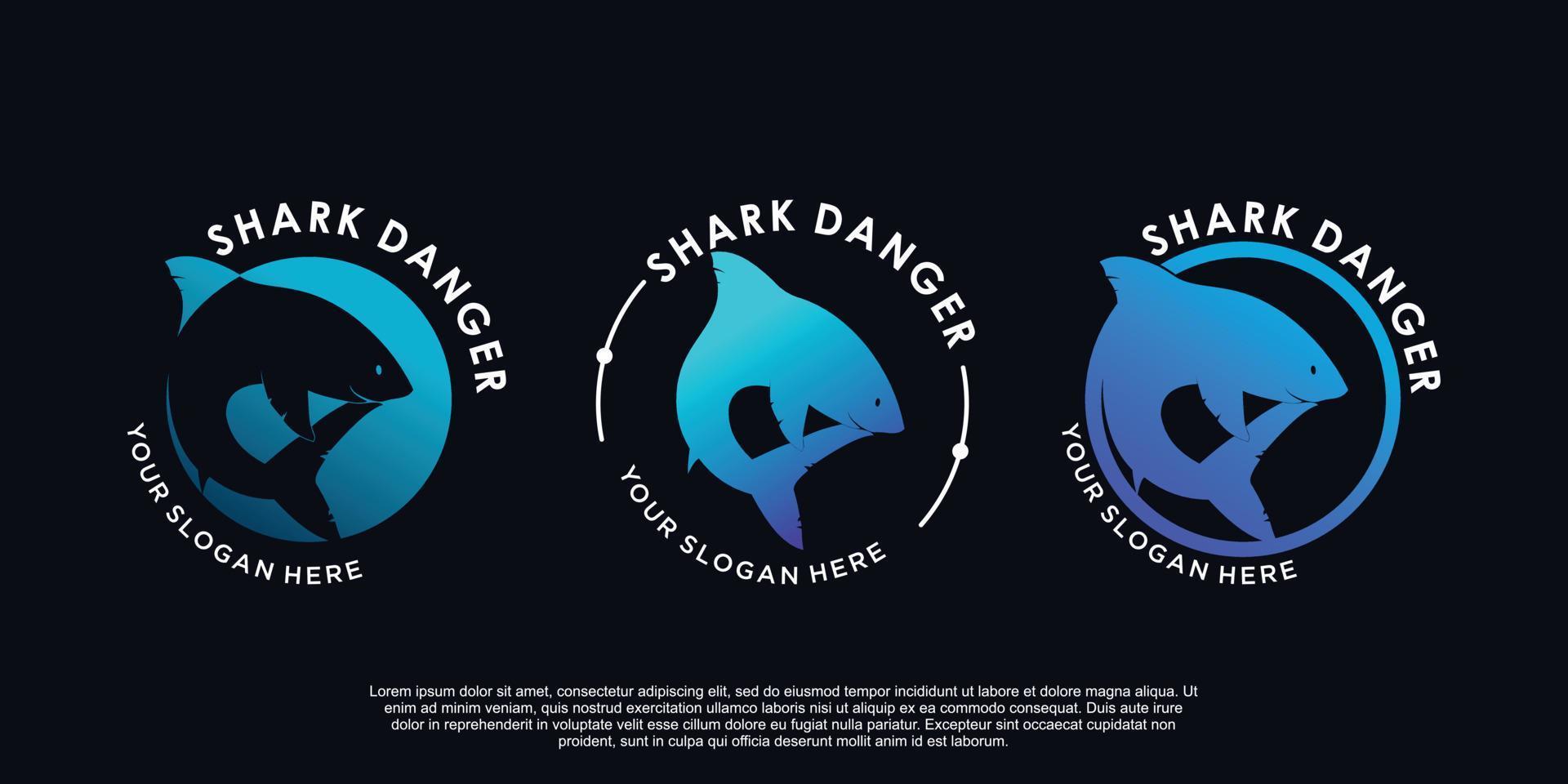 squalo Pericolo logo design premio vettore