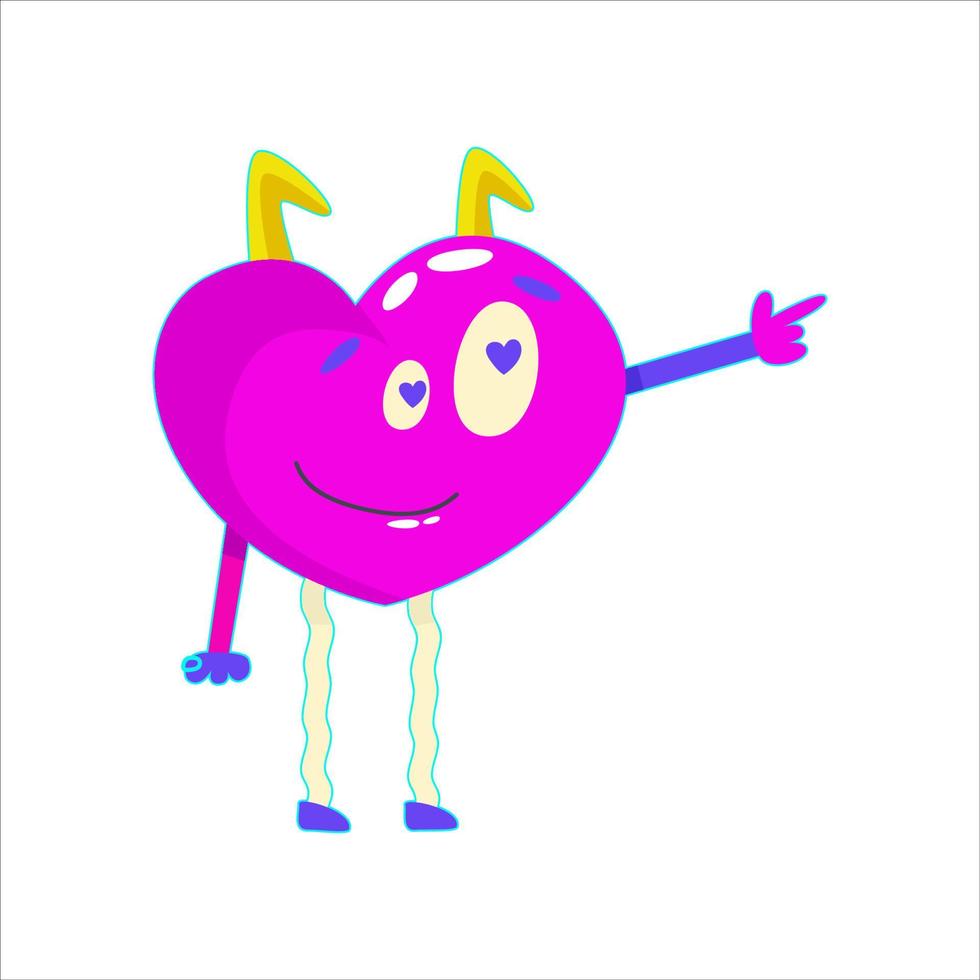 contemporaneo Sorridi nel retrò comico stile. psichedelico emozioni Sorridi carattere. moderno retrò astratto design. contento viso. cuore personaggio emoji vettore