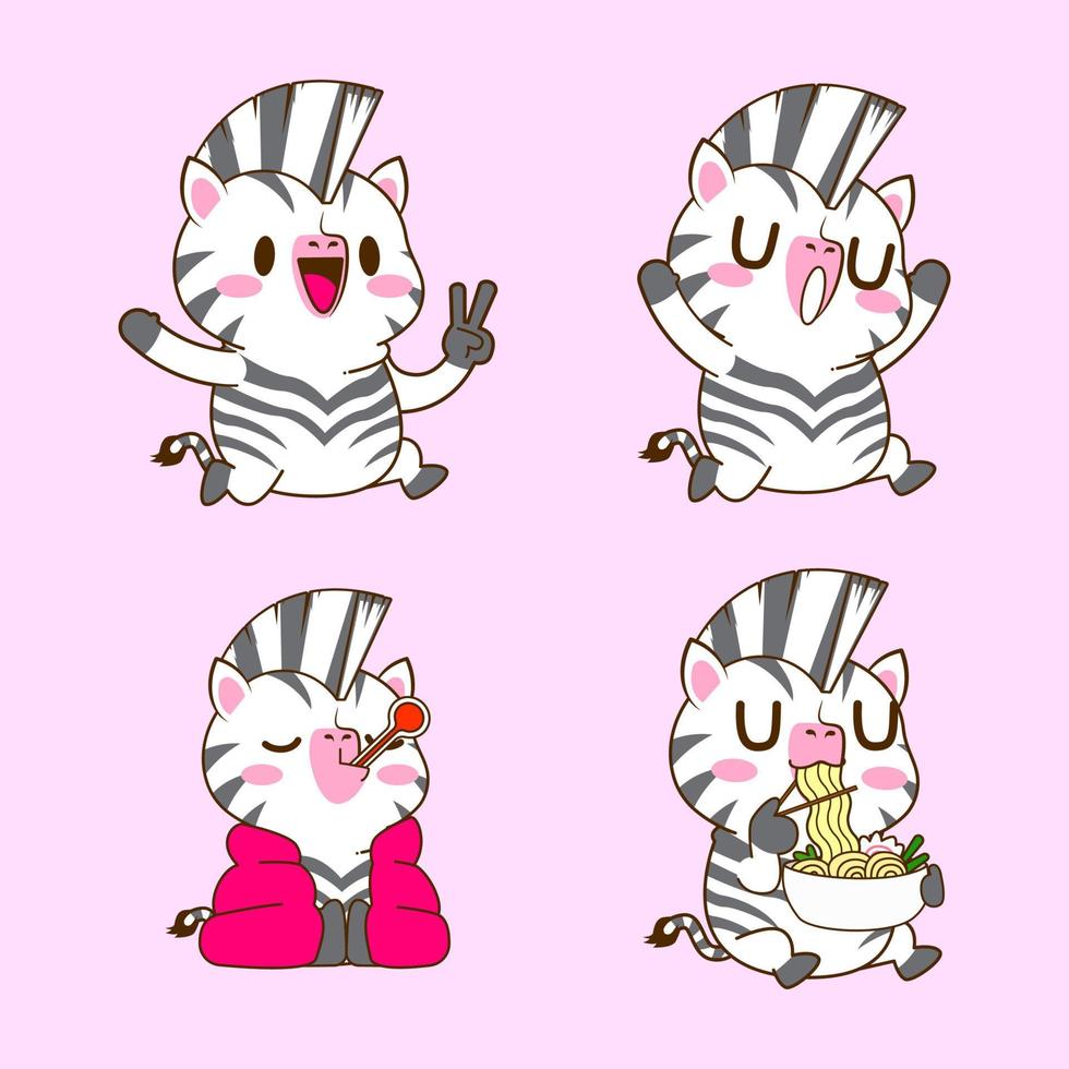 carino poco zebra vettore illustrazione impostato