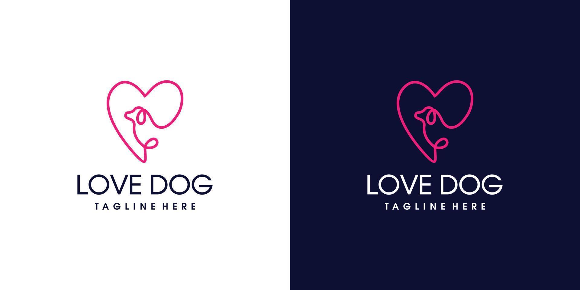 animale domestico logo design con amore e Posizione concetto premio vettore