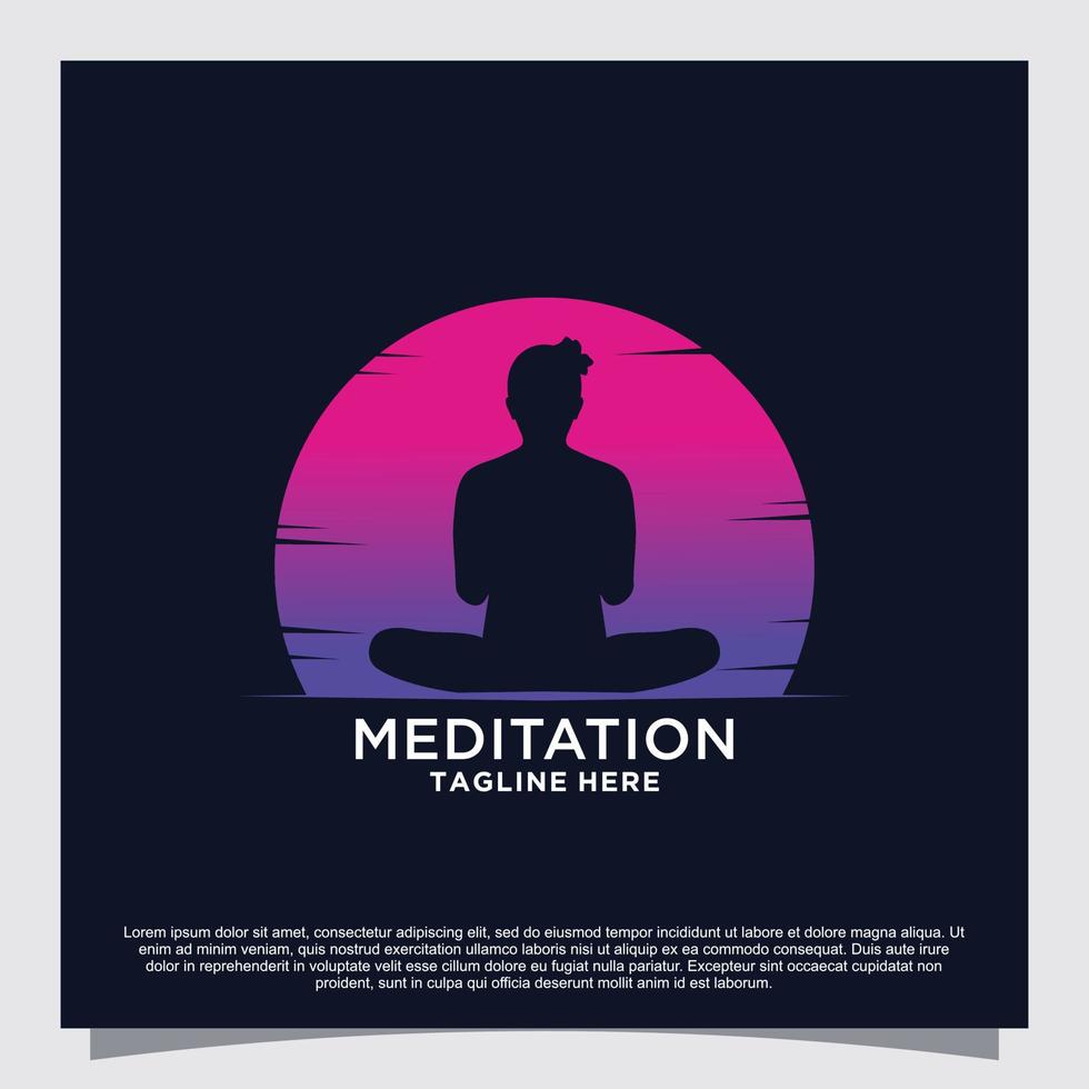 meditazione yoga logo design concetto premio vettore