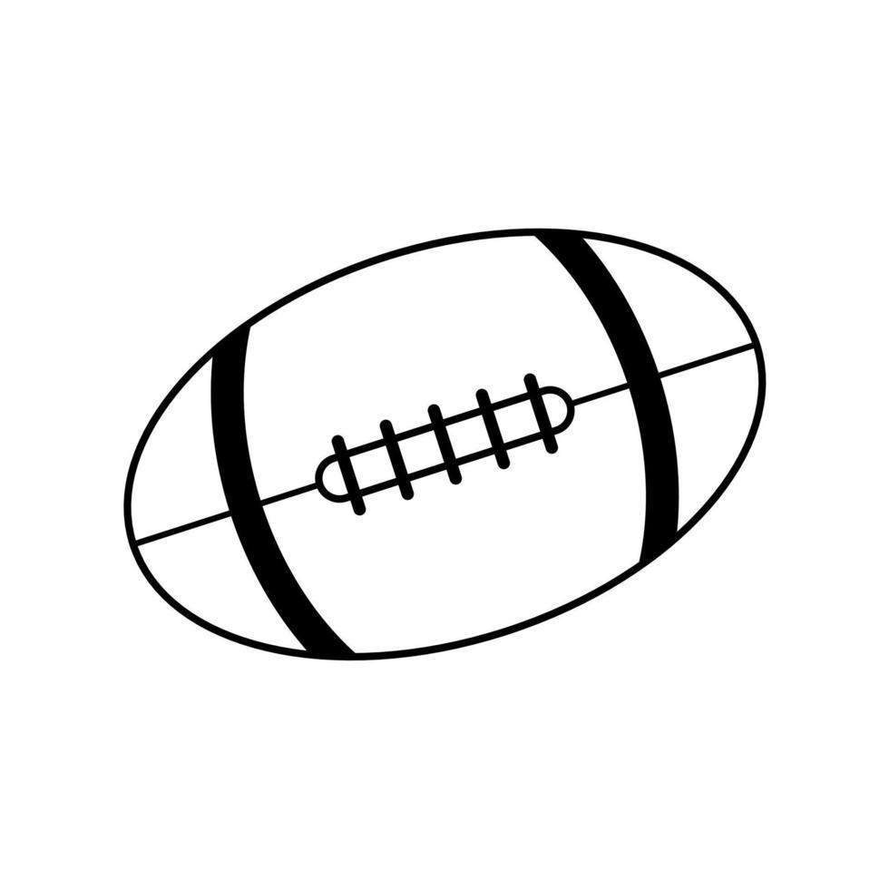Rugby palla icona design isolato su bianca sfondo, americano calcio. nero e bianca vettore illustrazione