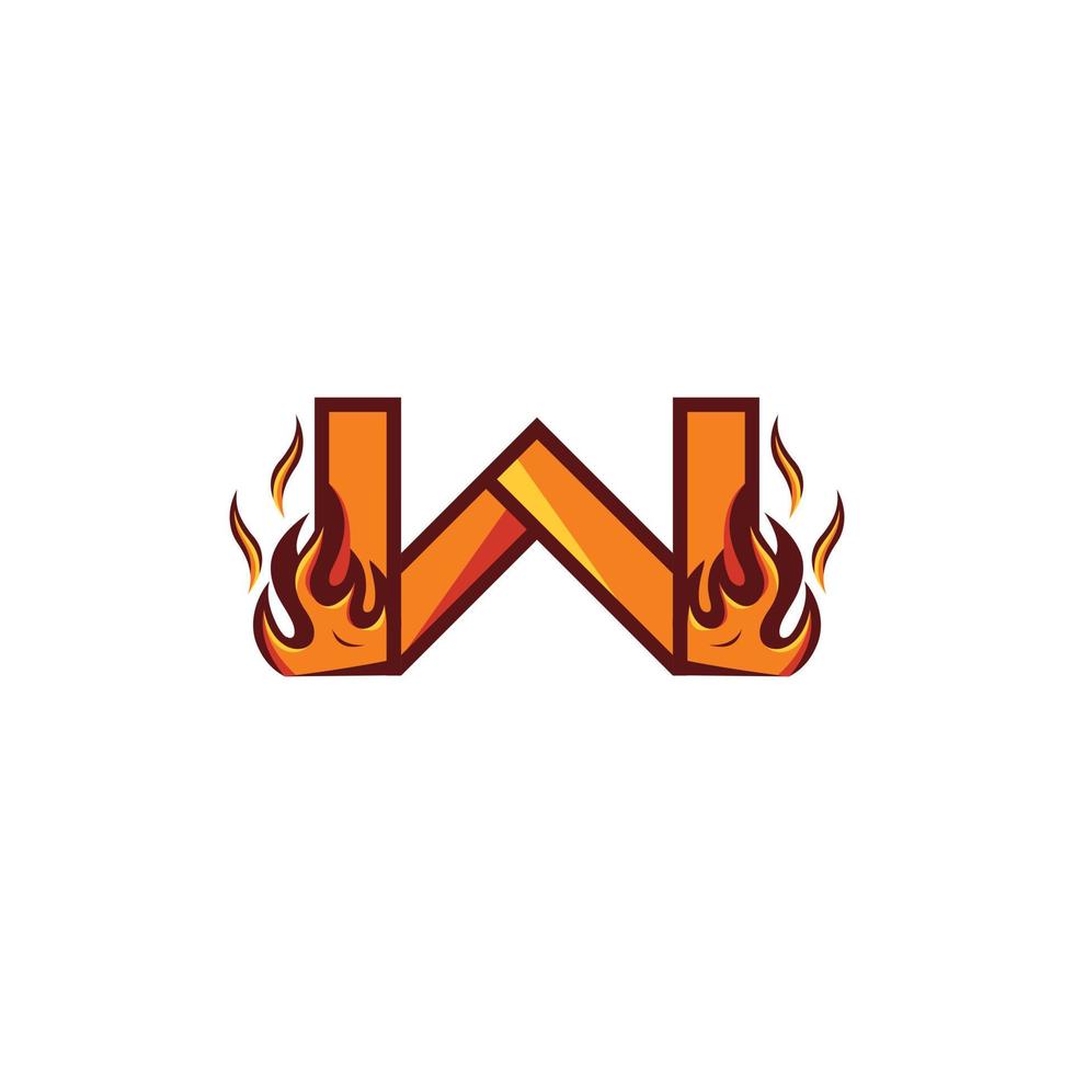 lettera w bruciare fuoco semplice logo vettore