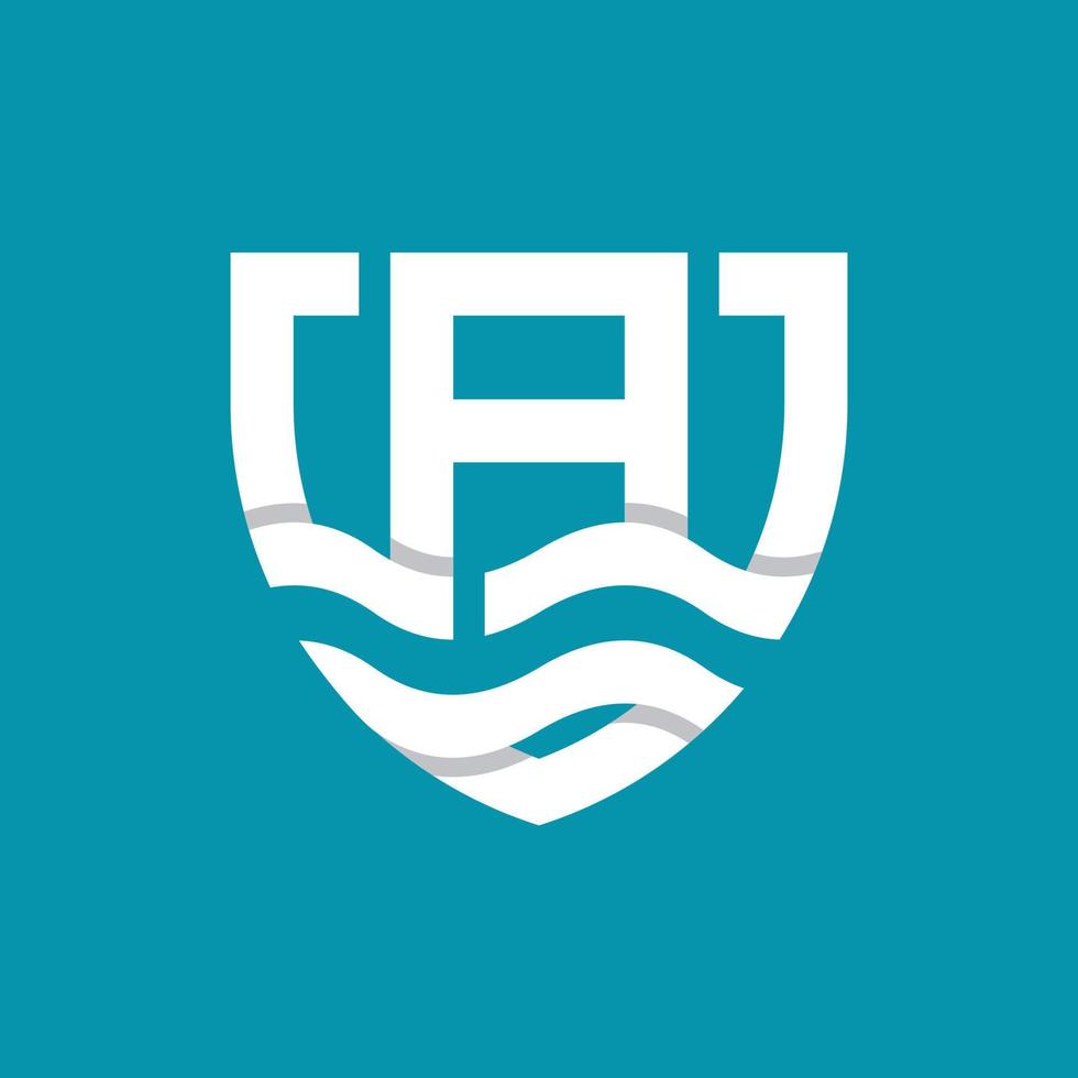 lettera un' scudo onda semplice moderno logo vettore