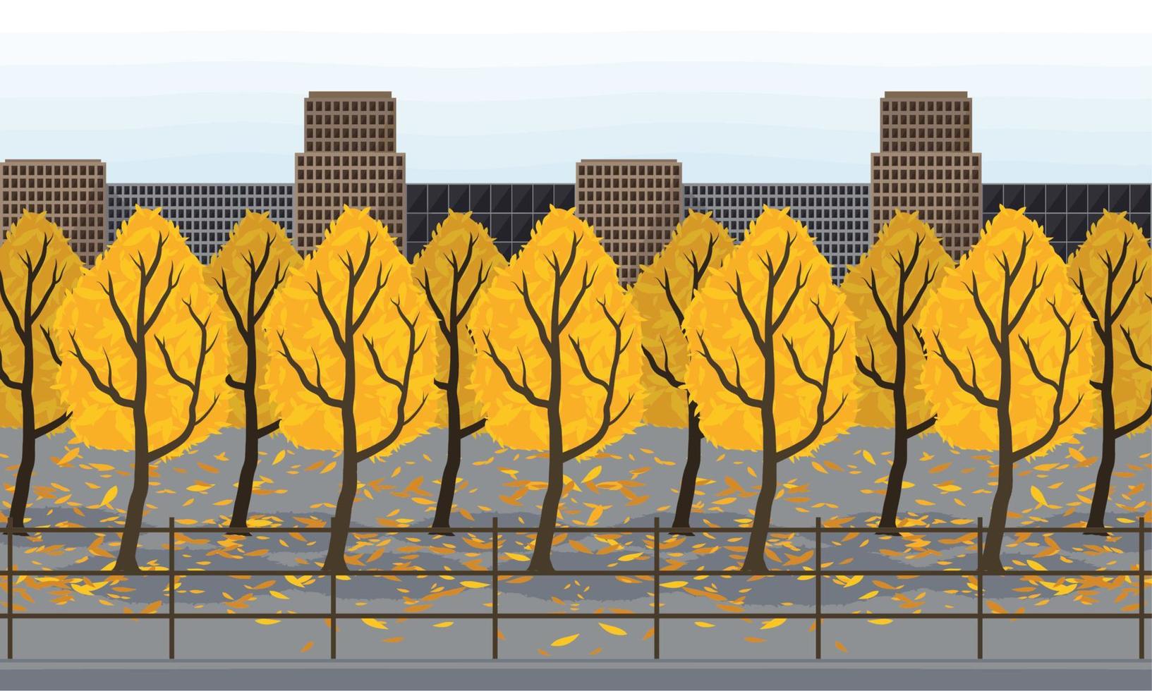 città e alberi autunno di stagione vettore