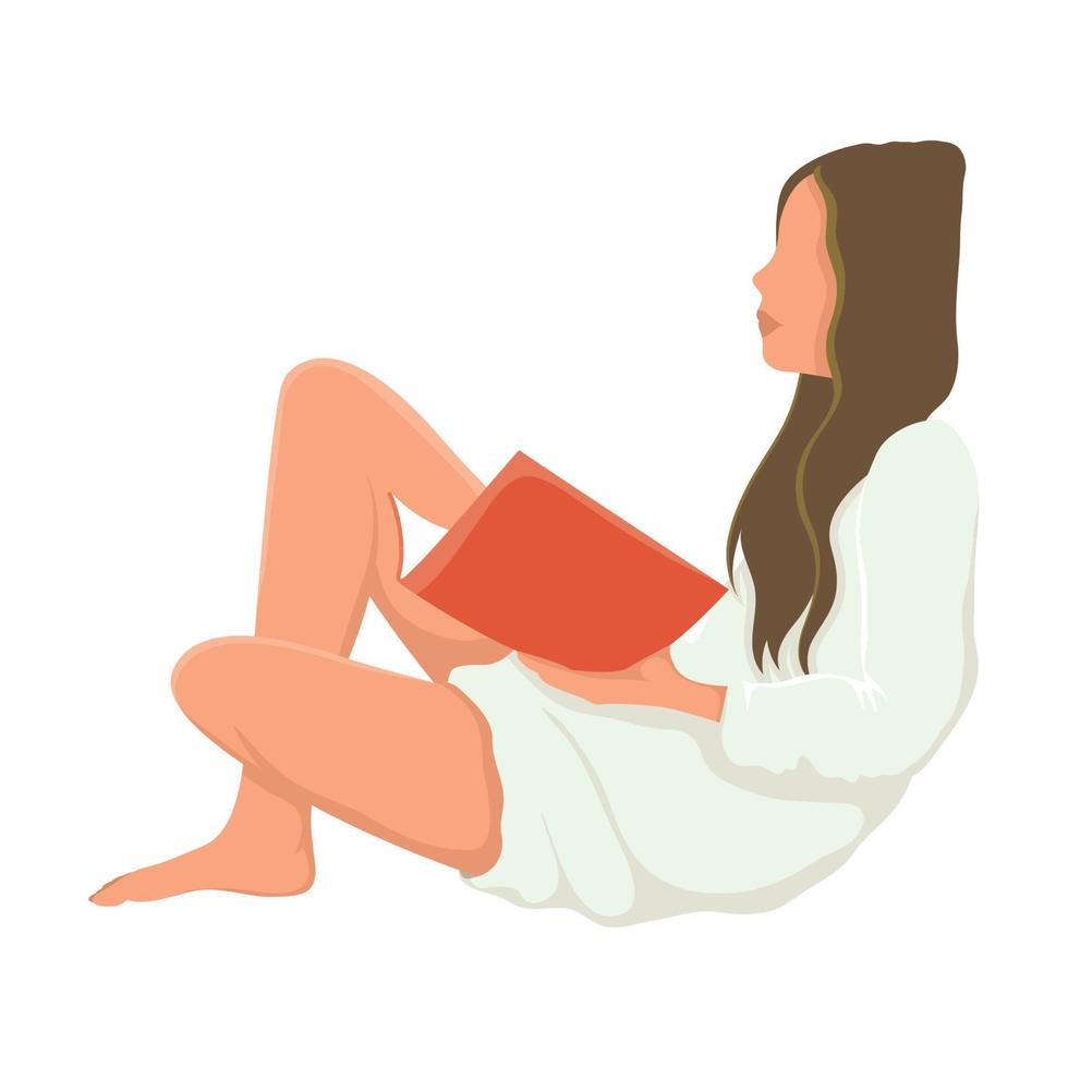 giovane donna seduto lettura vettore