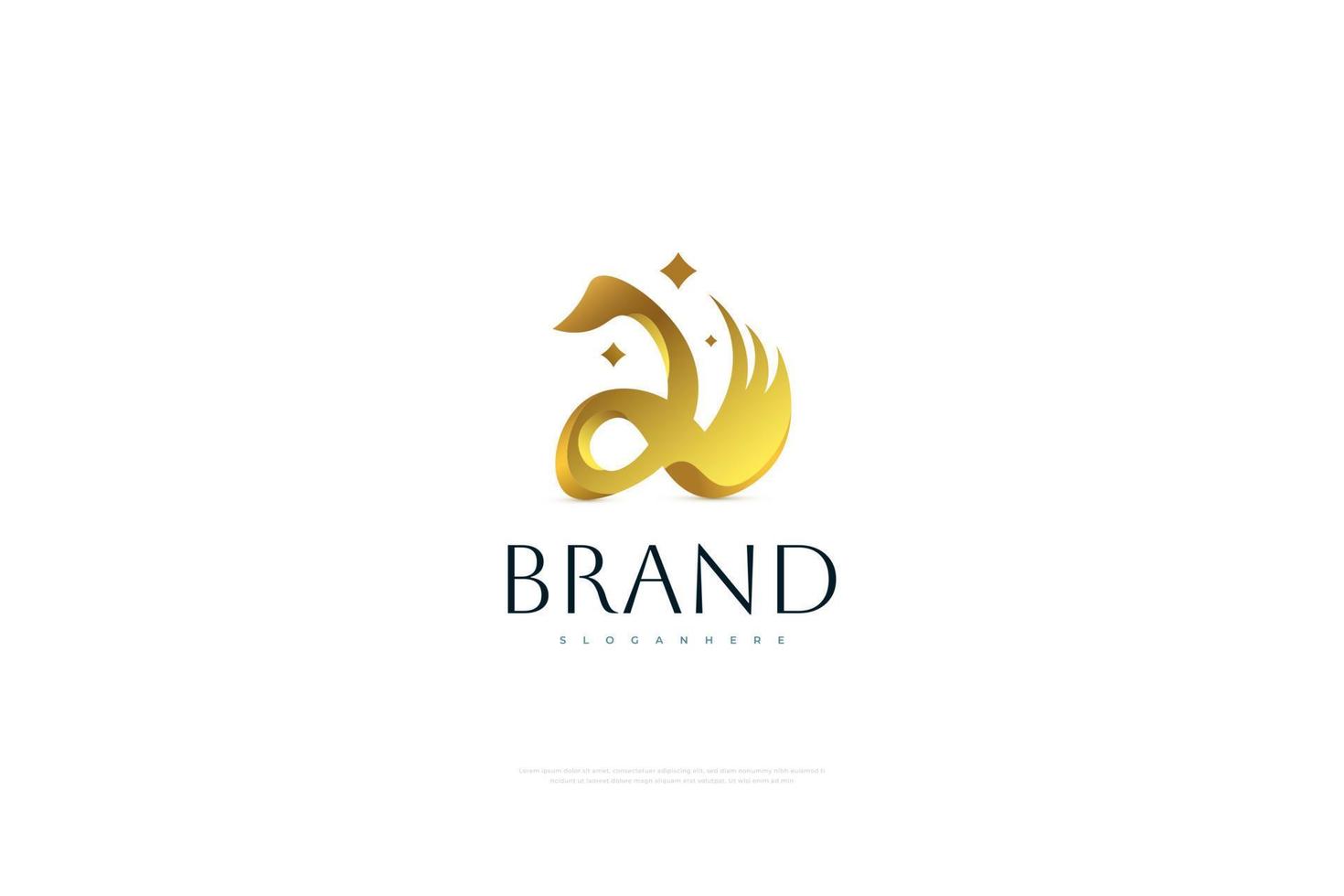 d'oro cigno e stelle logo design. lusso oro cigno logo illustrazione, grande per terme, moda, bellezza, cosmetici, salone o gioielleria attività commerciale marca logo vettore