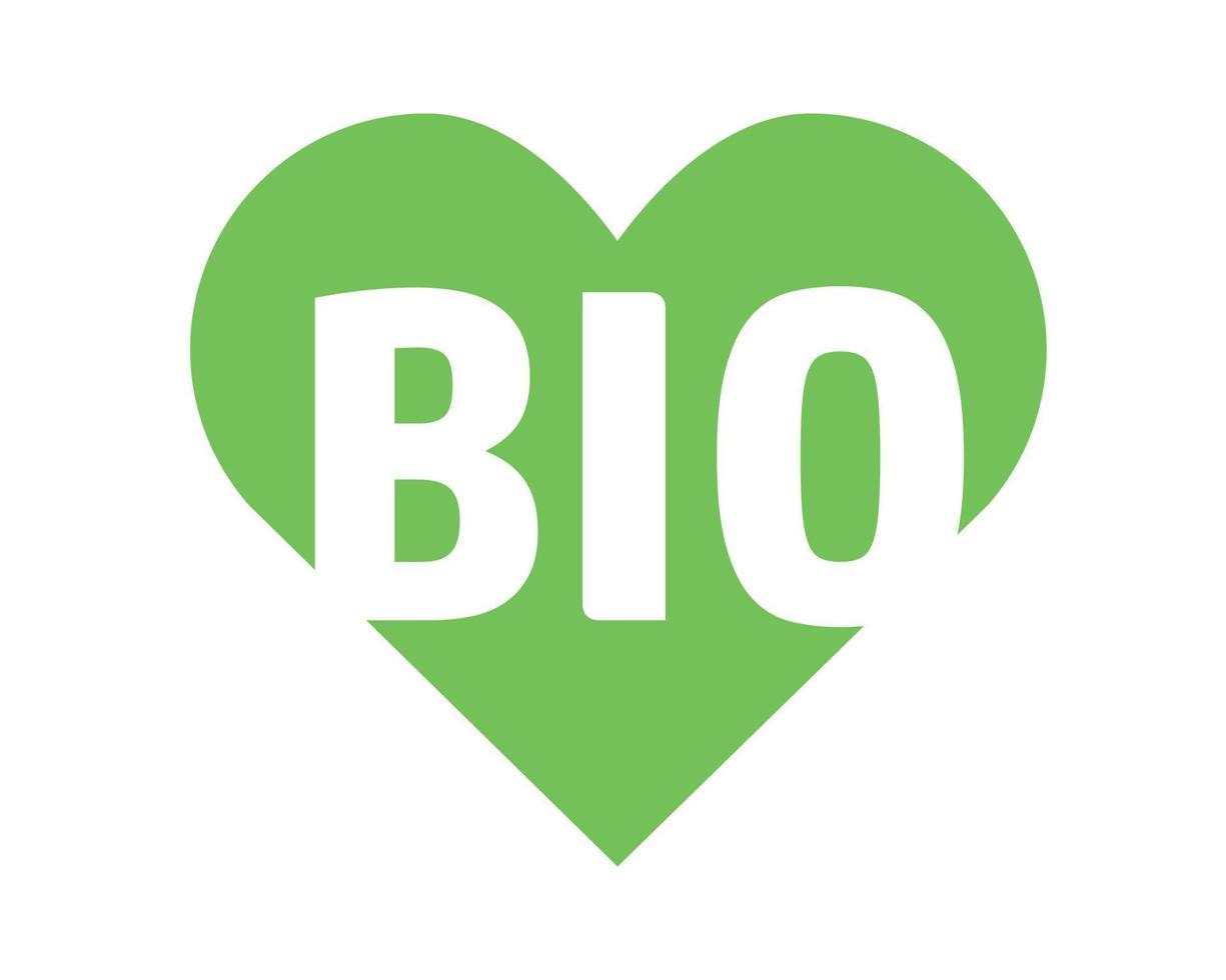 bio logo con cuore verde , biologico - vettore