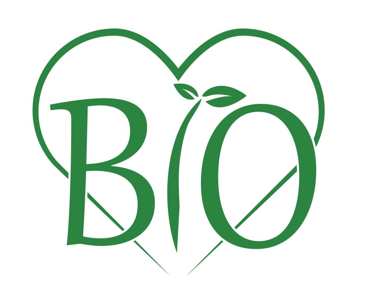 bio logo con cuore verde , biologico - vettore