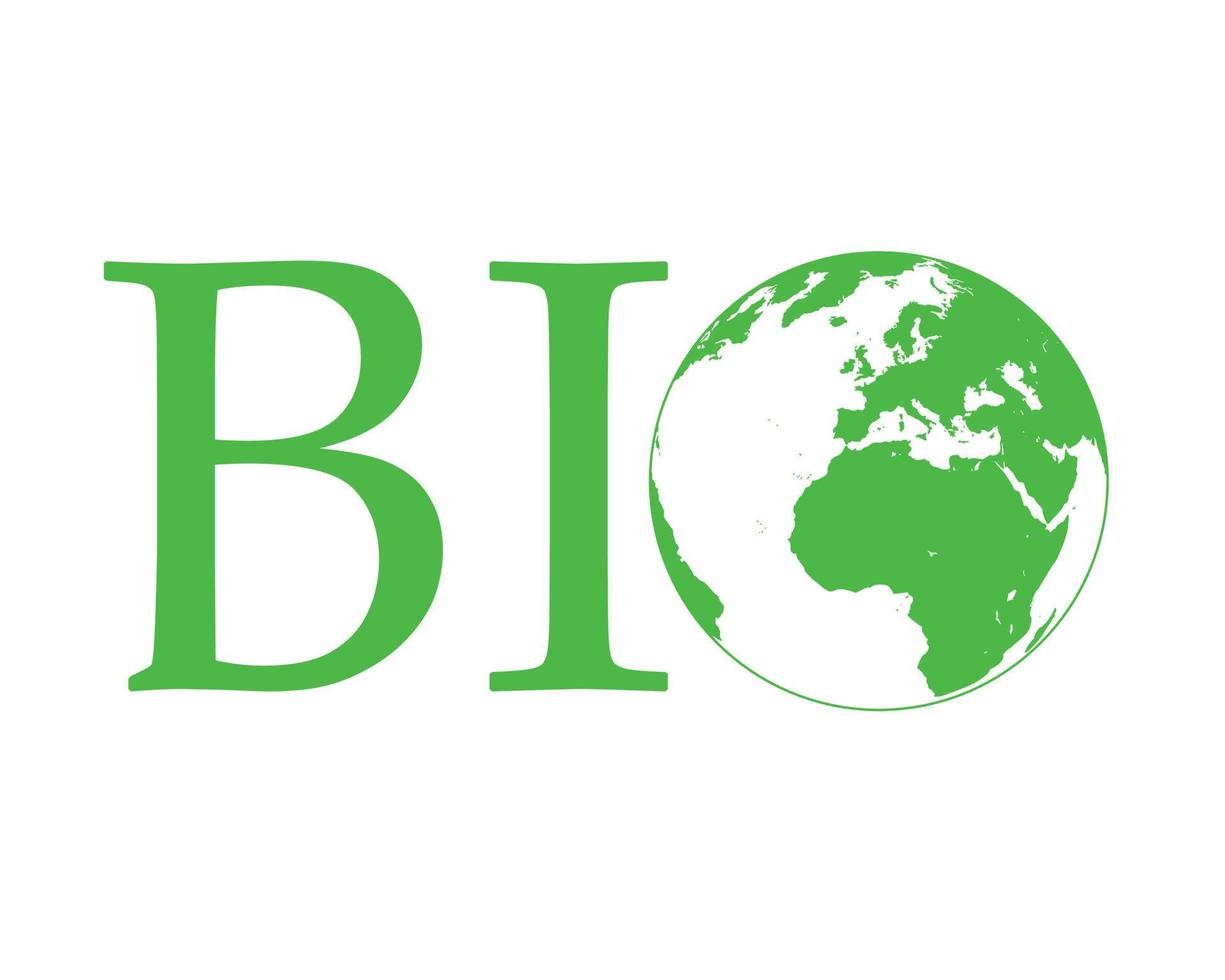 bio logo con pianeta terra , biologico - vettore