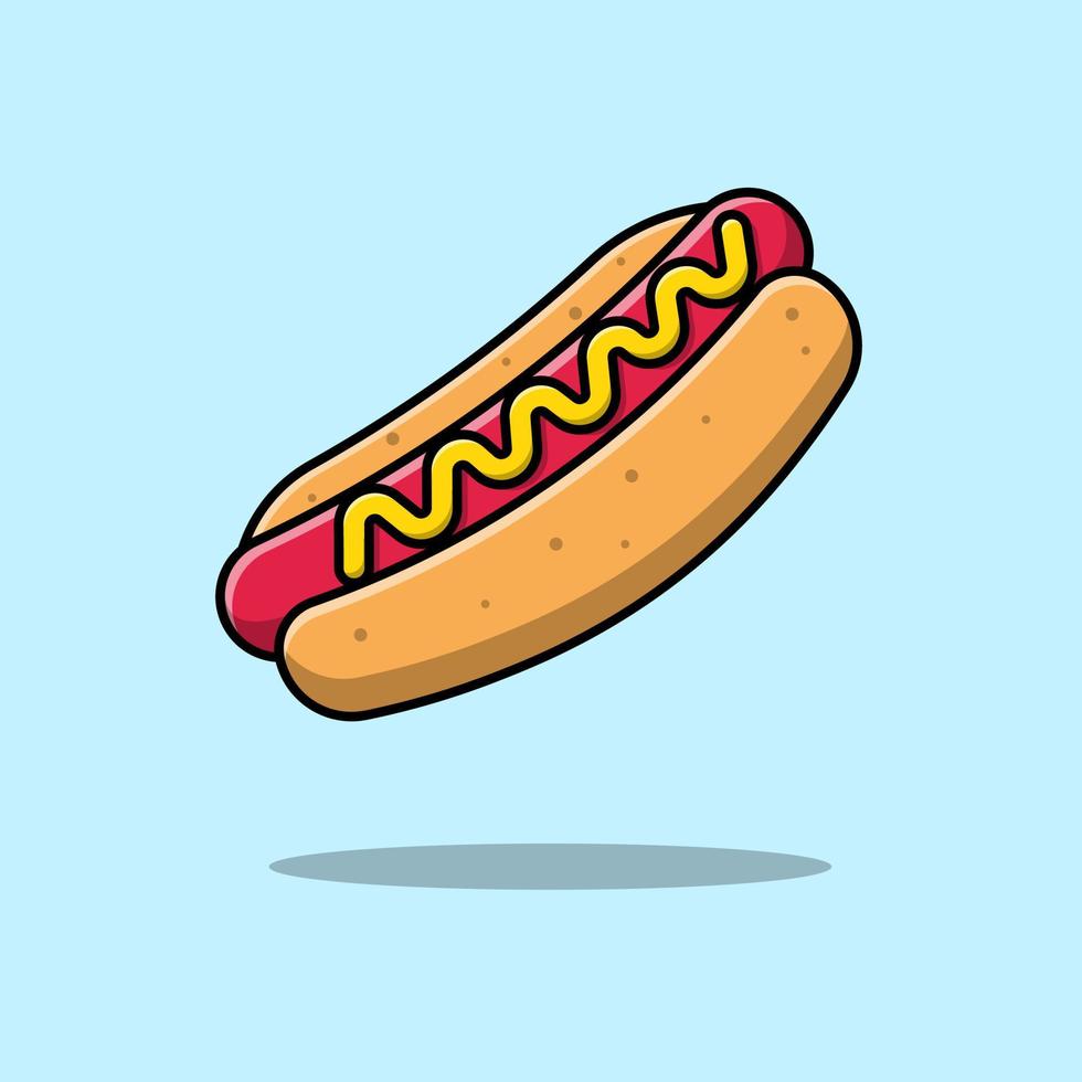 hot dog cartone animato vettore icona illustrazione. piatto cartone animato concetto