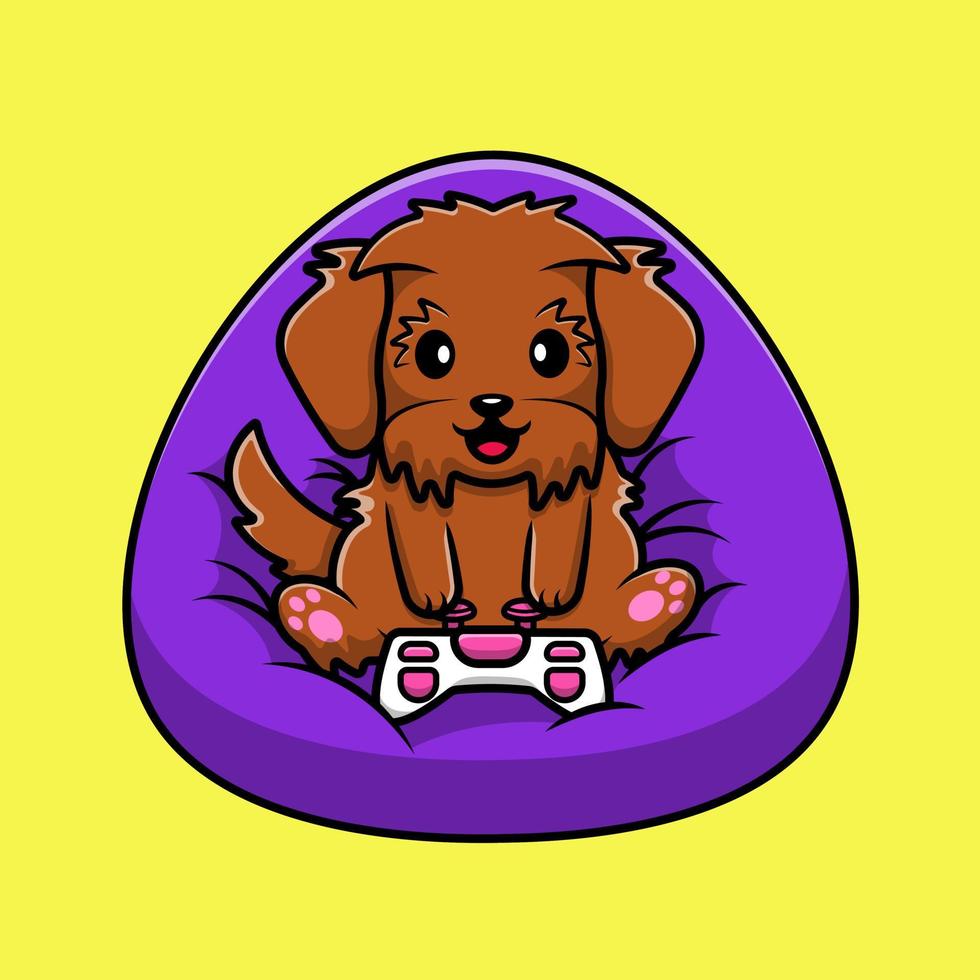 carino maltipoo cane giocando gioco cartone animato vettore icona illustrazione. piatto cartone animato concetto
