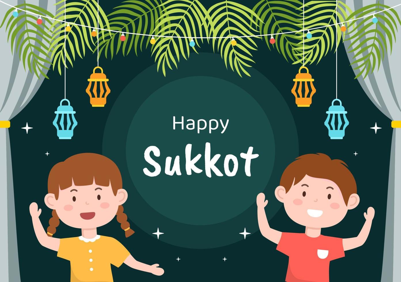 ebraico vacanza sukkot sfondo modello mano disegnato cartone animato piatto illustrazione vettore