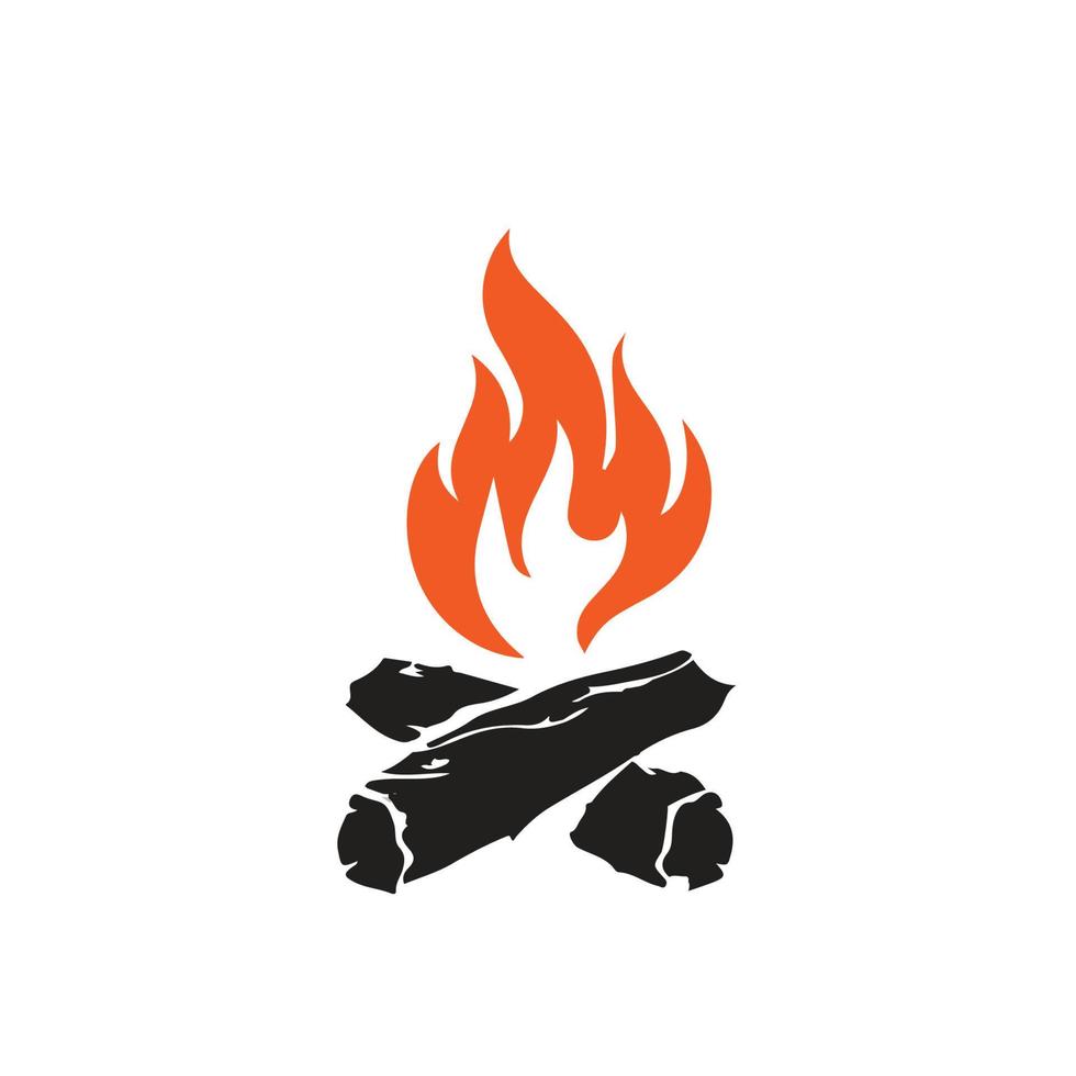 campo ardente fuoco di bivacco con fiamma per campeggio design o maglietta Stampa vettore
