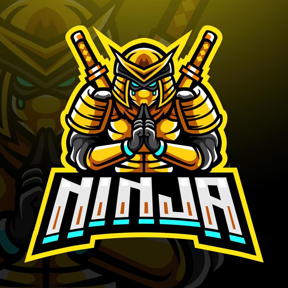 design della mascotte del logo esport ninja vettore