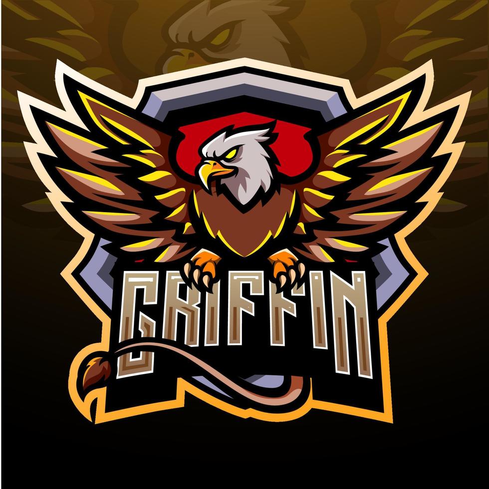 grifone mascotte esport logo design vettore