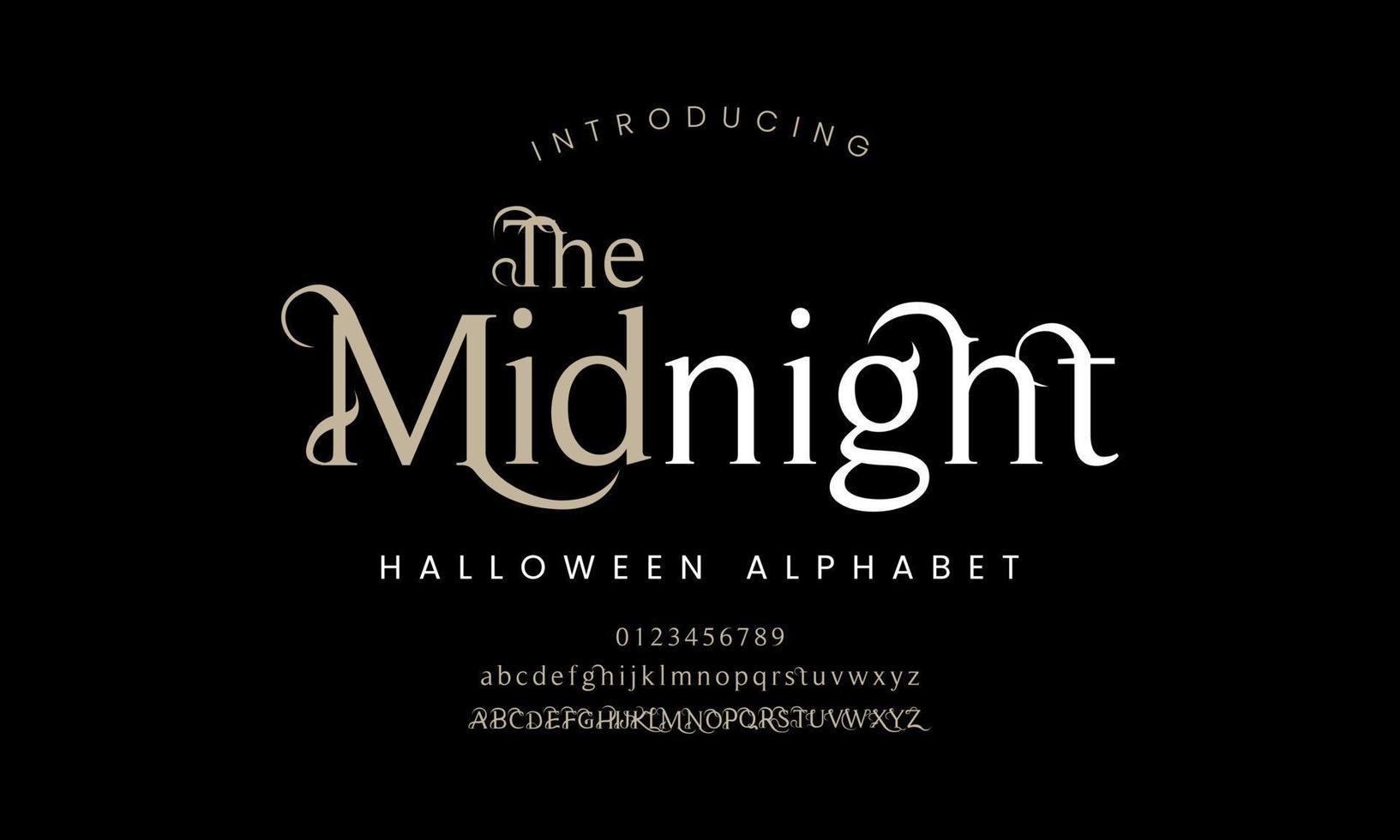 astratto horor Halloween font alfabeto. minimo moderno urbano font per logo, marca eccetera. tipografia carattere tipografico maiuscolo minuscolo e numero. vettore illustrazione