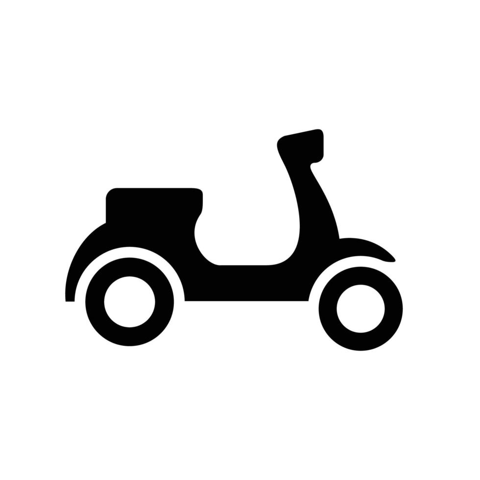 nero e bianca il motore bicicletta silhouette, semplice motociclo logo icona vettore