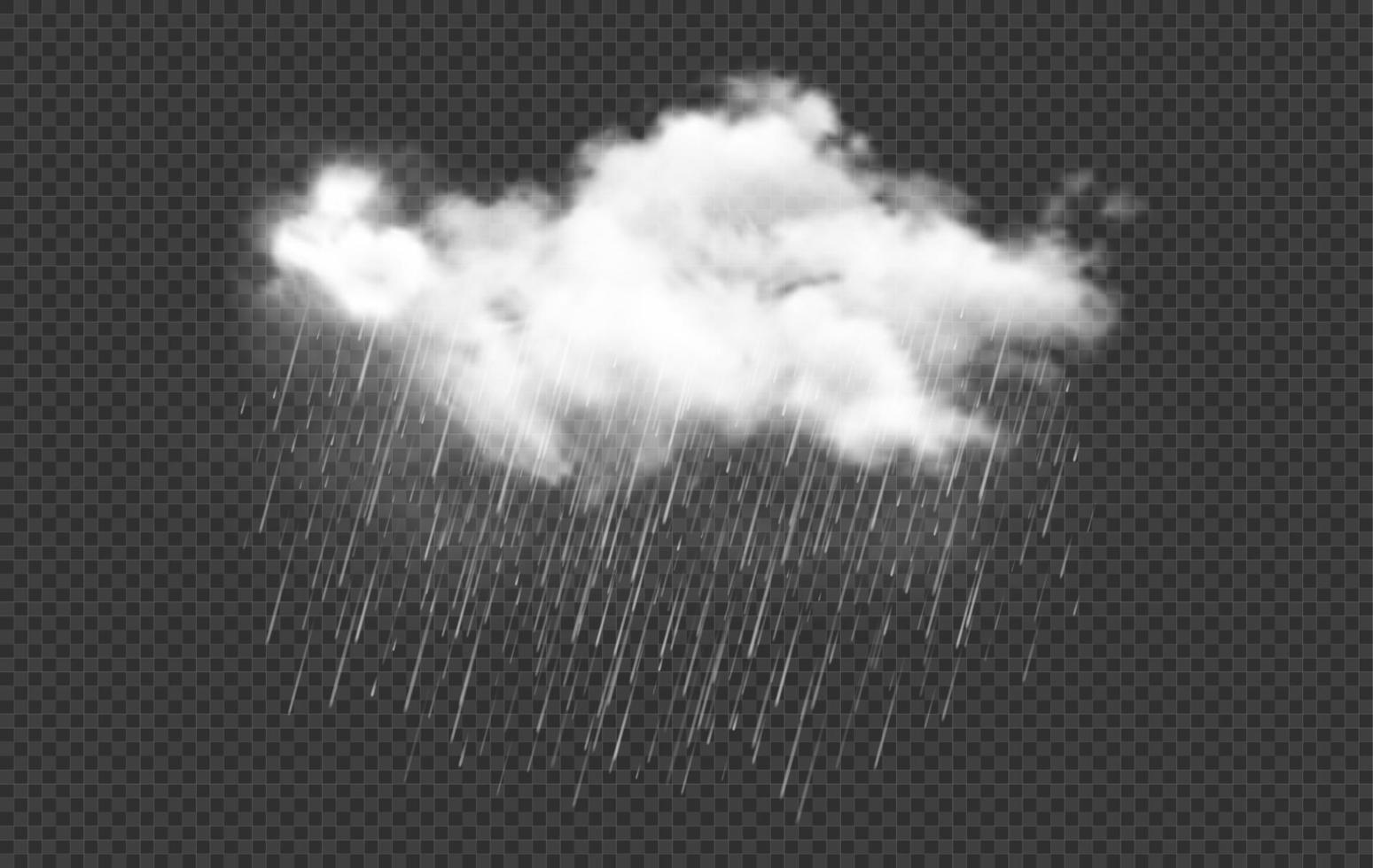 realistico pioggia nube con gocce, 3d nuvola di pioggia vettore