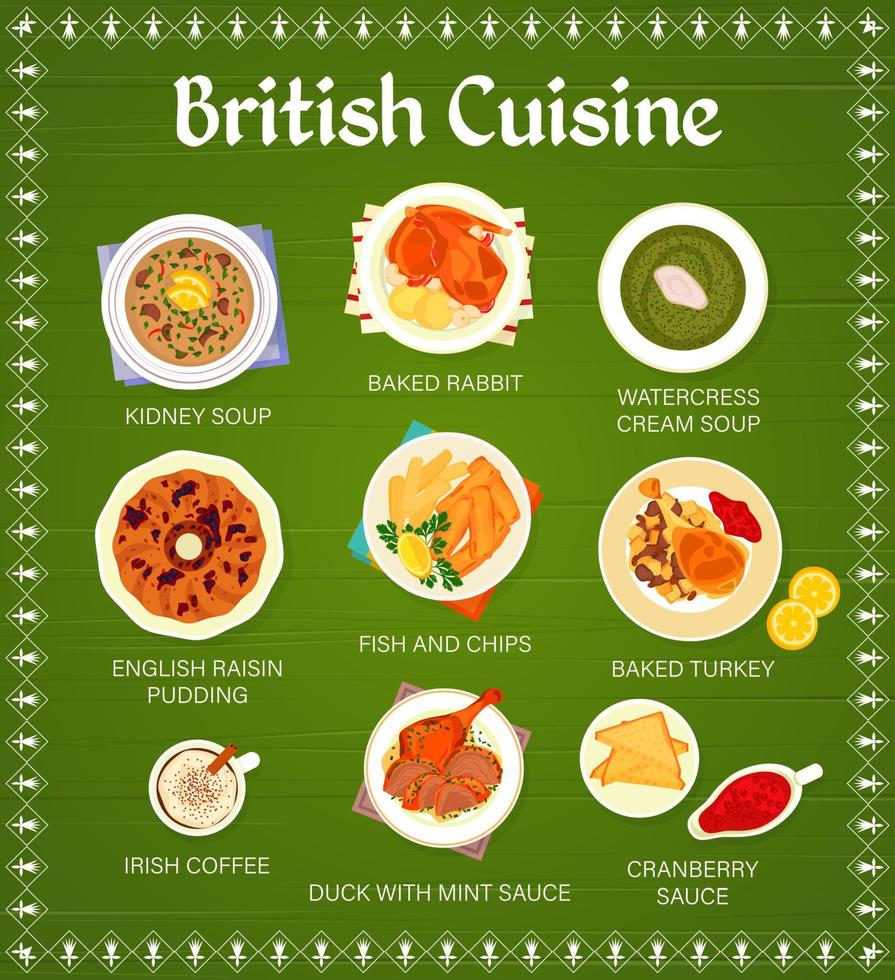 Britannico cucina menù pagina design vettore modello