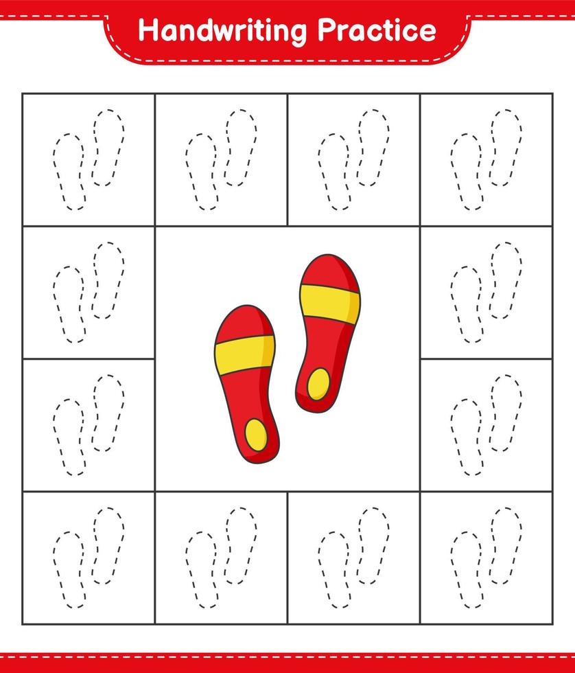 grafia la pratica. tracciato Linee di Flip flop. educativo bambini gioco, stampabile foglio di lavoro, vettore illustrazione