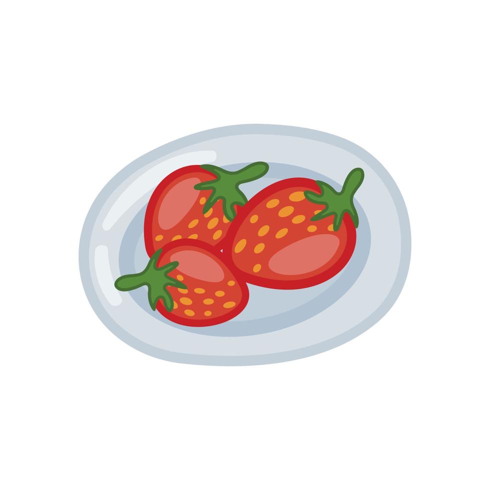 piatto design illustrazione di un' piatto con fresco fragole vettore