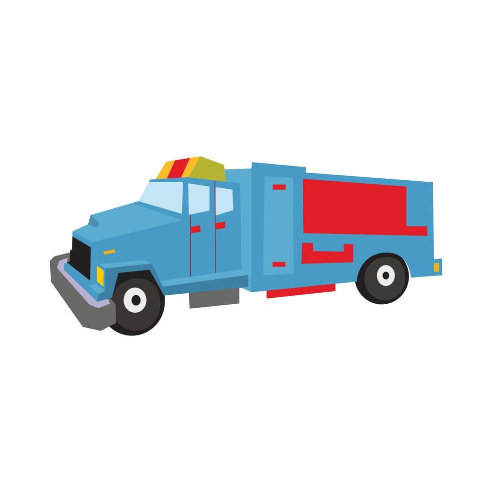 design piatto illustrazione vettoriale trasporto urbano, camion dei pompieri, vista laterale